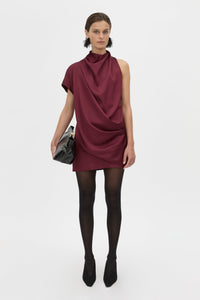 Aeris Draped Satin Mini Dress