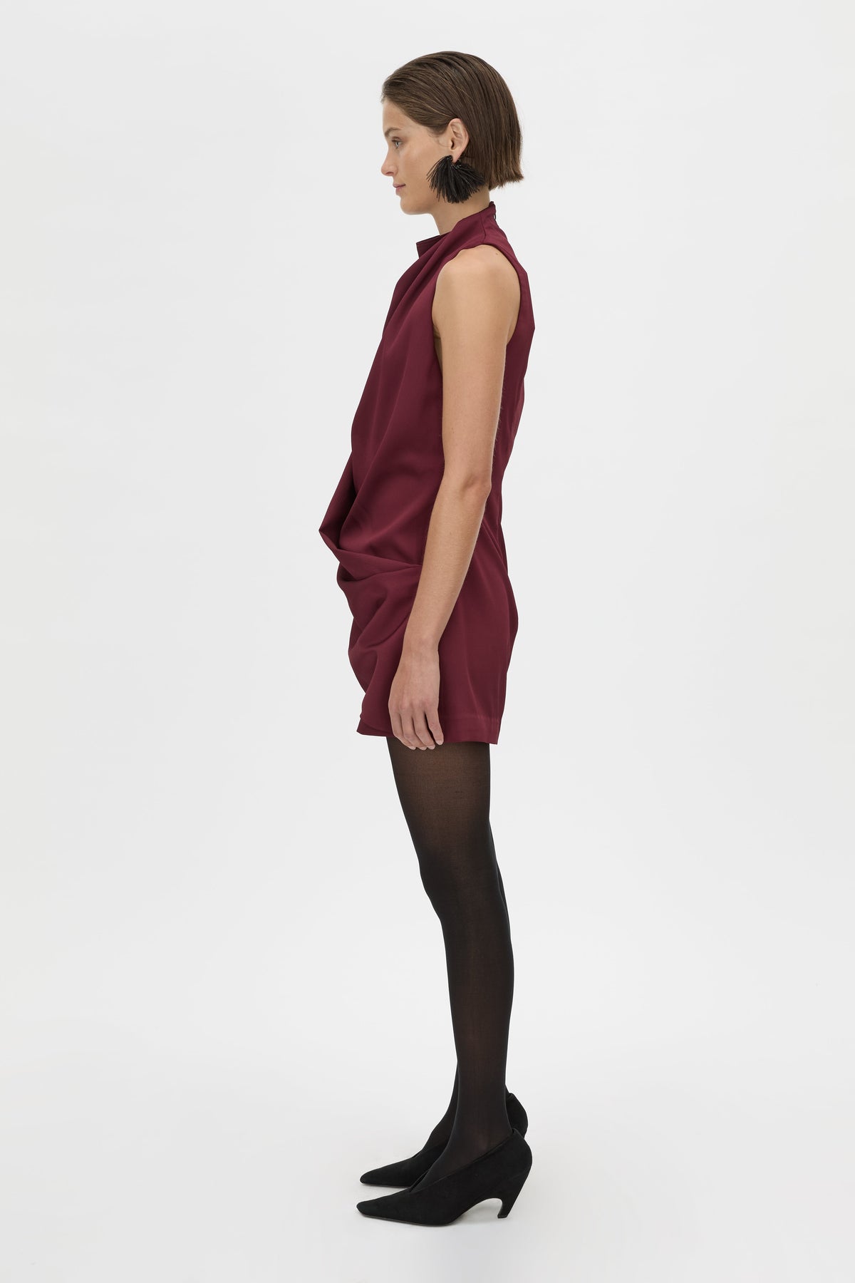 Aeris Draped Satin Mini Dress