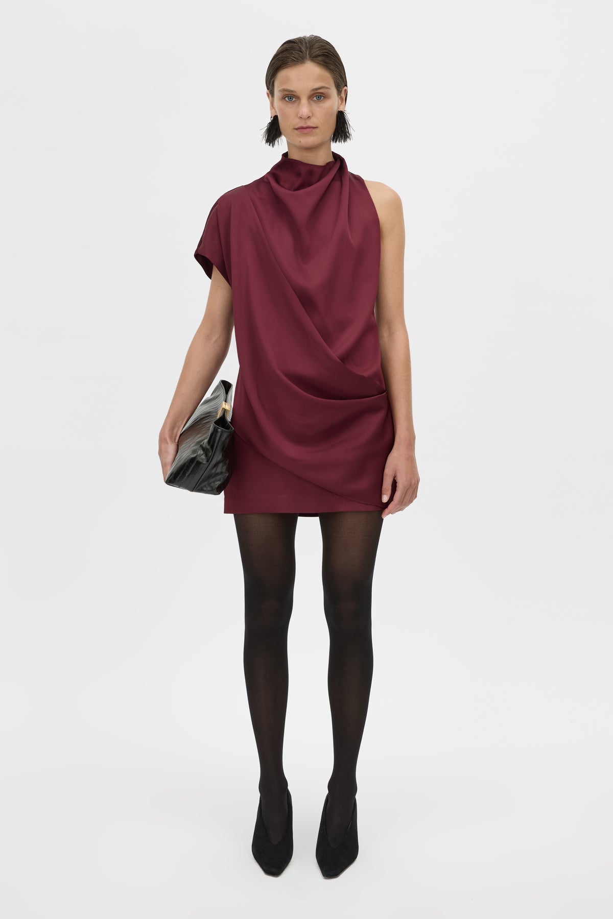 Aeris Draped Satin Mini Dress