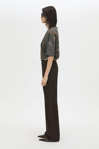 Side view CAMILLA AND MARC Asper Print Tee in Brown with oversized short‑sleeve silhouette and printed artwork. 