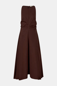 Ghost view CAMILLA AND MARC Brera midi dress in chocolate with topstitch details and side pockets.