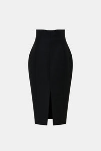 Ghost view CAMILLA AND MARC Caius High Corset Waist Midi Skirt in Black with structured waist.