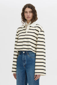 Liat Stripe Crop Polo Top