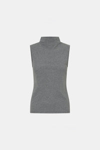 Ghost view CAMILLA AND MARC fitted Dakota Sleeveless High Neck Top in grey marle.