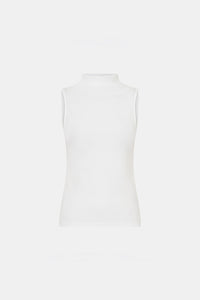 Ghost view CAMILLA AND MARC fitted Dakota Sleeveless High Neck Top in soft white.