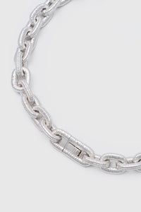 Ghost view CAMILLA AND MARC Eagan Necklace in silver with handcrafted ruched chain links in solid brass.