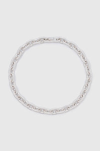 Ghost view CAMILLA AND MARC Eagan Necklace in silver with handcrafted ruched chain links in solid brass.