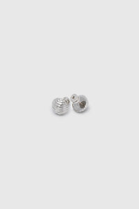 Ghost view CAMILLA AND MARC Eagan Studs in silver with petite semi‑sphere design and ruched texture.