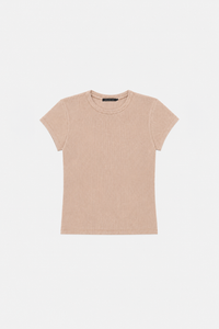 Ghost view CAMILLA AND MARC Elara rib logo tee in rosewood.