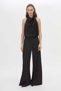 Front view CAMILLA AND MARC Elowyn Pant in Black with a wide‑leg relaxed silhouette.