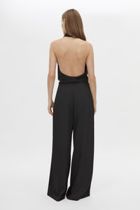 Back view CAMILLA AND MARC Elowyn Pant in Black with a wide‑leg relaxed silhouette.