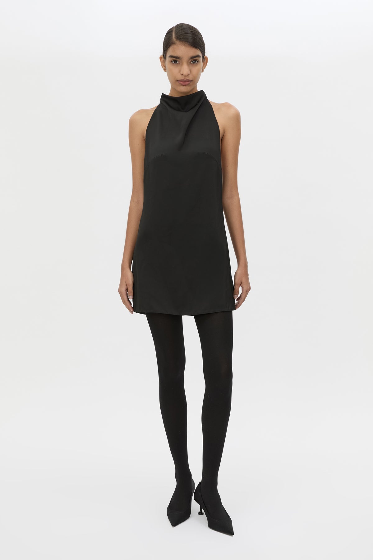 Front view CAMILLA AND MARC Evara Fringe Mini Dress styled without fringing.