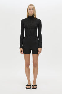 Front view CAMILLA AND MARC Floret Tailored Short in Black featuring a tailored silhouette and buckle detailing.