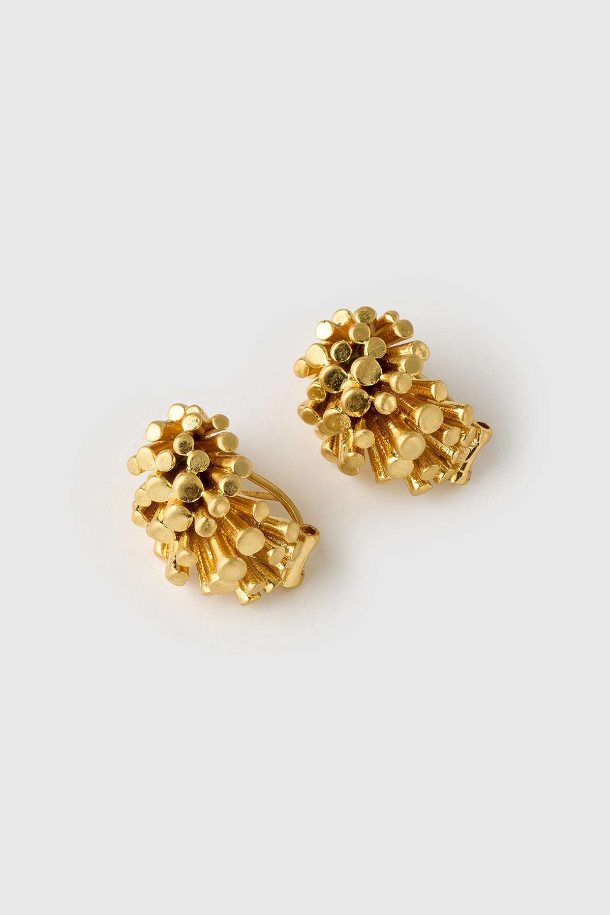 Ghost view CAMILLA AND MARC Friesian Earrings with worn look 18k gold plating. 