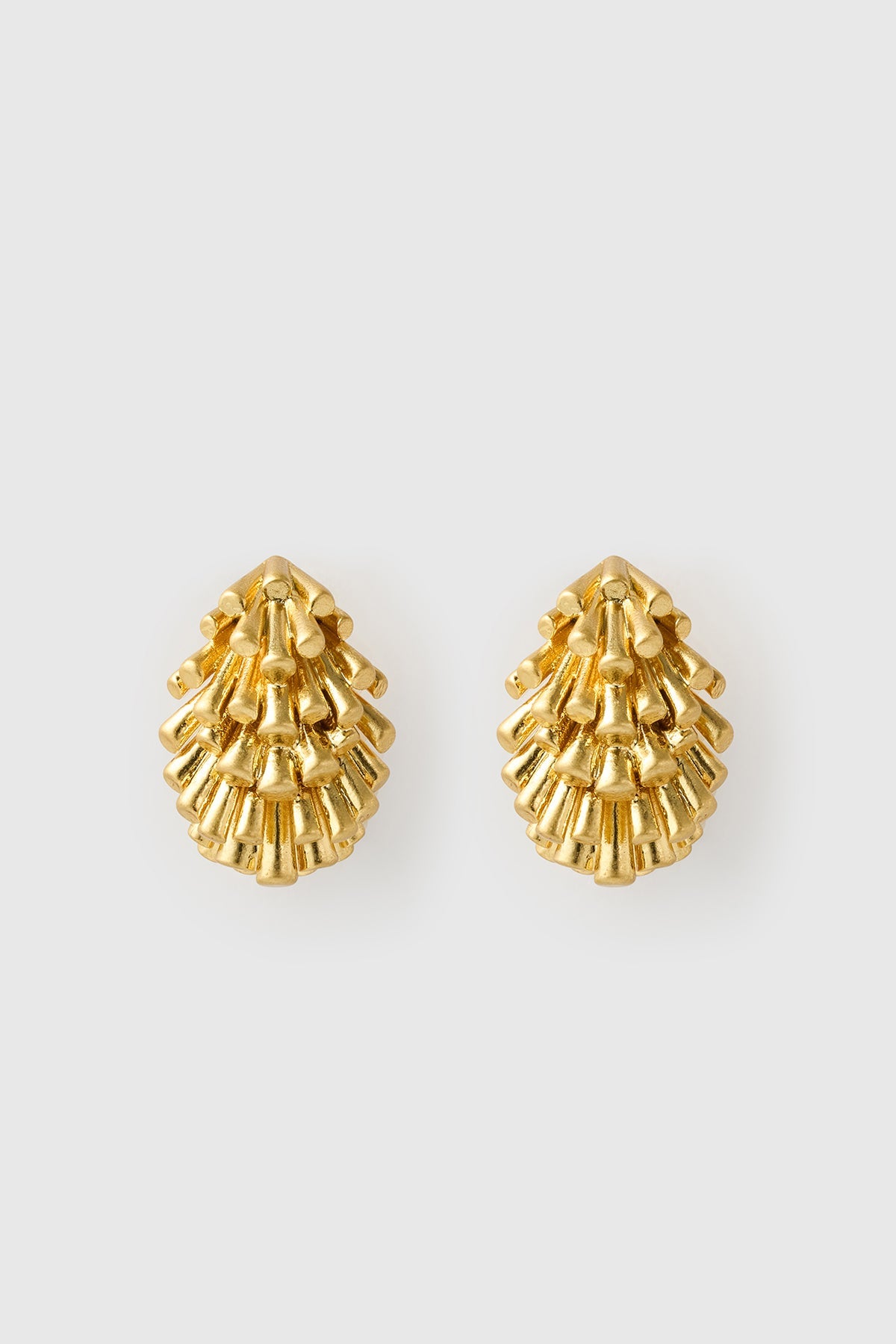 Front ghost view CAMILLA AND MARC Friesian Earrings with worn look 18k gold plating. 