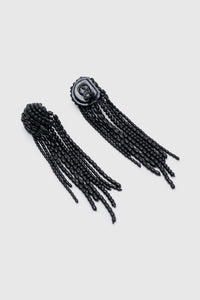Ghost view CAMILLA AND MARC Irida Drop Earrings in black with glossy beaded drop design.