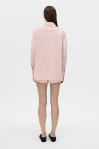 Back view CAMILLA AND MARC Jenie stripe shirt in light rose stripe.
