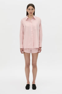 Front view CAMILLA AND MARC Jenie stripe shirt in light rose stripe.