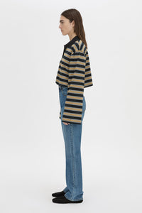 Liat Stripe Crop Polo Top