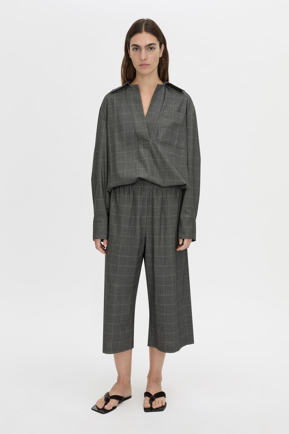 Lourdes Check Half Placket Shirt
