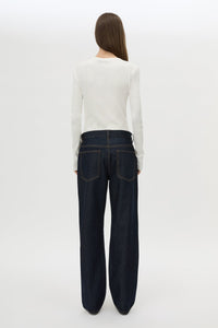 Back view CAMILLA AND MARC Noa Jean in Indigo Blue with a relaxed fit, classic pockets and topstitched seam detailing.