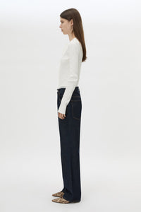 Side view CAMILLA AND MARC Noa Jean in Indigo Blue with a relaxed fit, classic pockets and topstitched seam detailing.