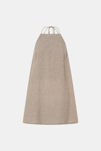 Ghost view CAMILLA AND MARC Phostre Halter Mini Dress in sand with a halter neckline.