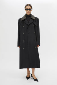 Front View - CAMILLA AND MARC Ryder Coat black double-breasted. 