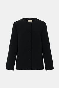 Ghost View CAMILLA AND MARC San fitted collarless blazer in black with Front button closure.