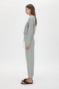 Side View - CAMILLA AND MARC Savannah Crew Neck Tracksuit Top in grey marle fleece. 