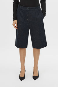 Detail Image - CAMILLA AND MARC Scope Short denim, textured mid-rise short in ink.