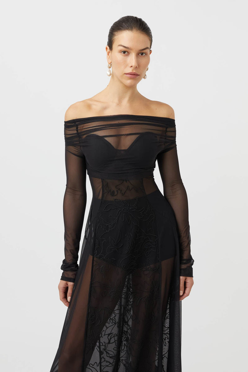 Nolana Off Shoulder Evening Dress in Black - CAMILLA AND MARC® Official ...