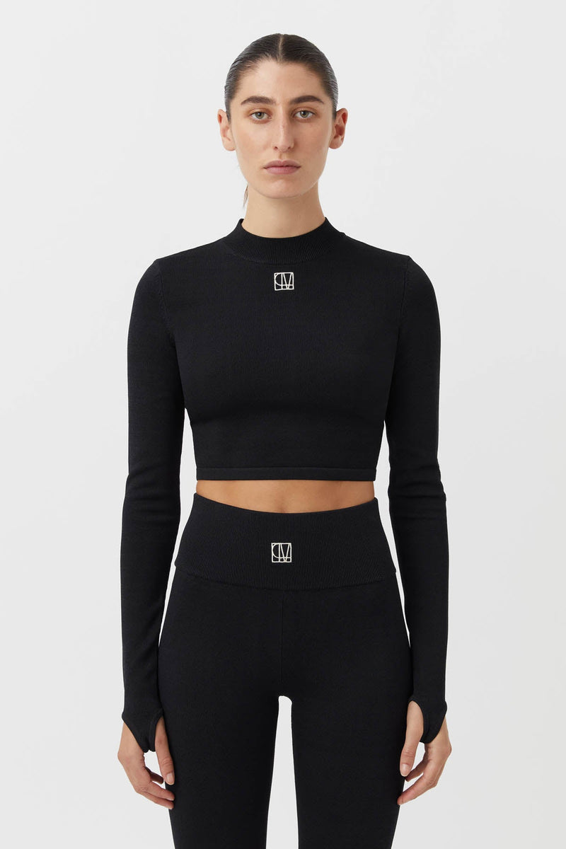 Beatrix Crop Turtleneck Knit in Black - C&M |CAMILLA AND MARC® Official