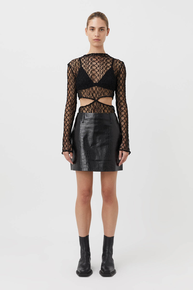 Florian High Waisted Leather Mini Skirt in Black - C&M |CAMILLA AND ...